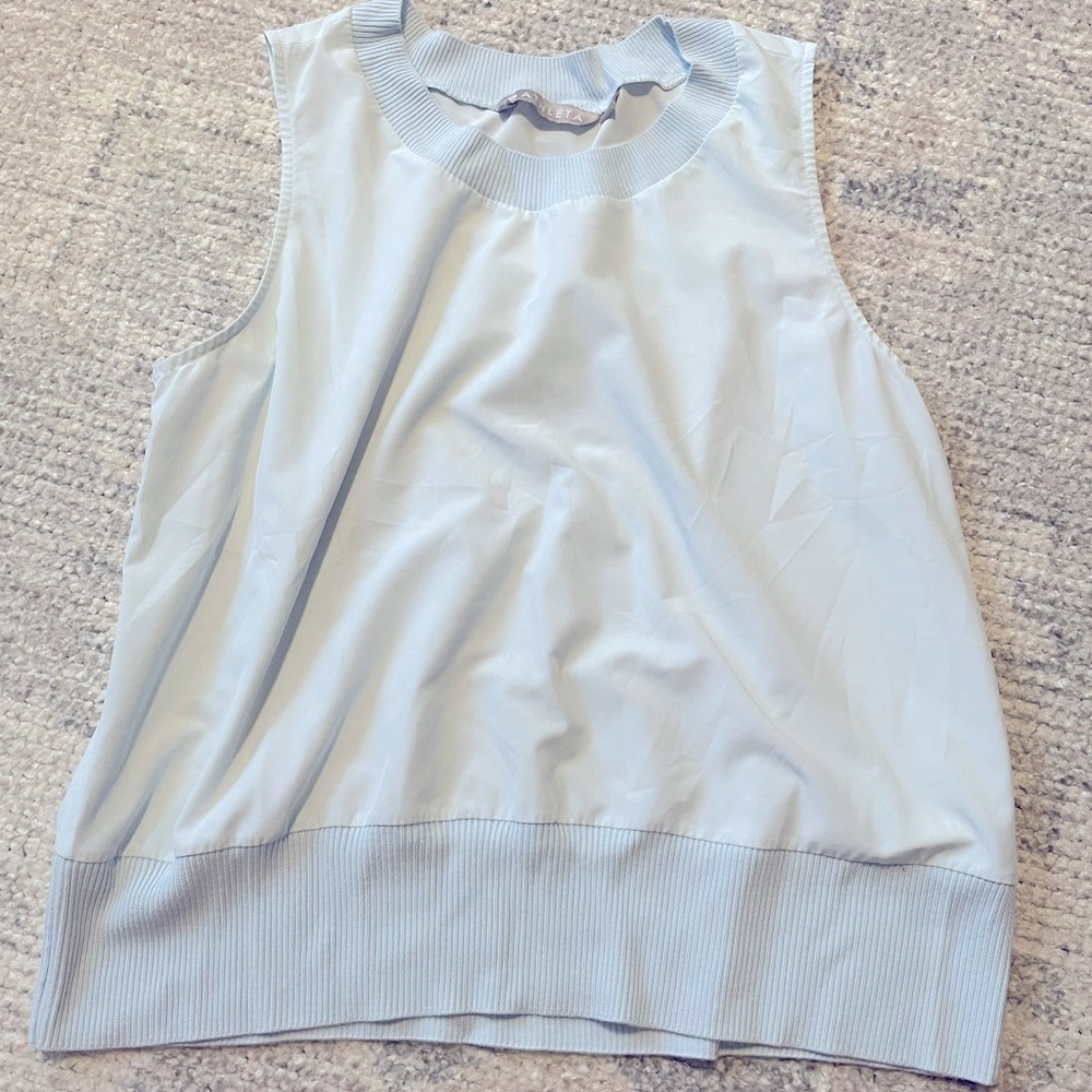 Athleta Zephyr Ethereal Blue Ribbed Hem Tank